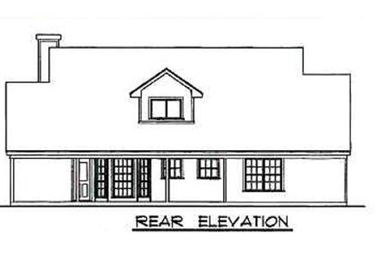 Exterior - Rear Elevation for Farmhouse House Plan #40-328 - 4 bed, 3 bath