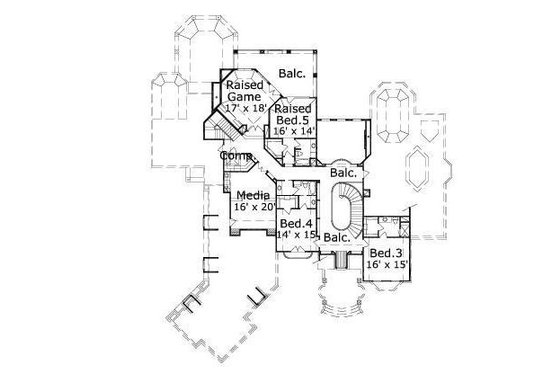 Floor Plan - Upper Floor for European House Plan #411-504 - 5 bed, 5.5 bath