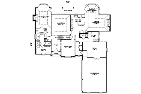Floor Plan - Main Floor for Traditional House Plan #81-573 - 3 bed, 2.5 bath