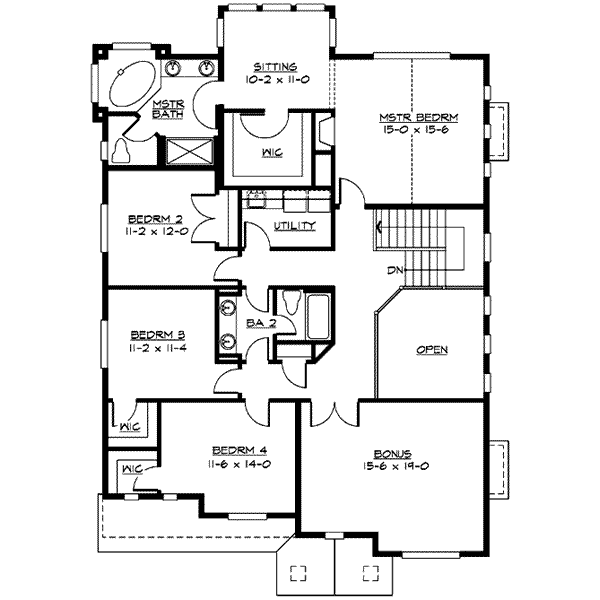 Traditional Floor Plan - Upper Floor Plan #132-147