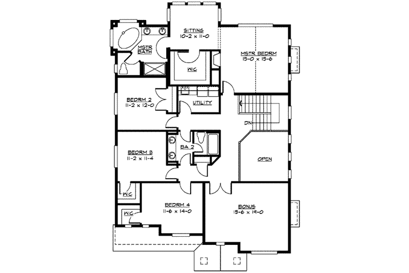 Architectural House Design - Floor Plan - Upper Floor for Traditional House Plan #132-147 - 4 bed, 2.5 bath