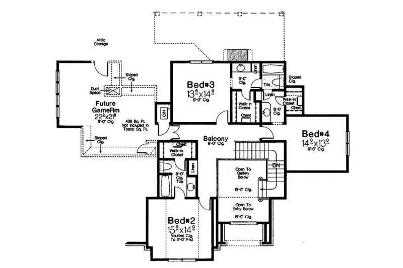 House Design - Floor Plan - Upper Floor for Tudor House Plan #310-656 - 4 bed, 4.5 bath