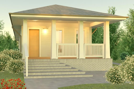Exterior - Front Elevation for Bungalow House Plan #926-2 - 2 bed, 2 bath