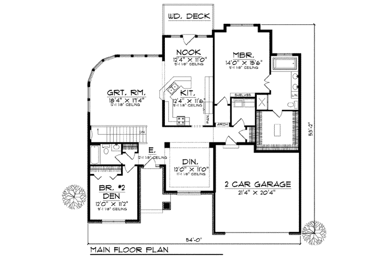 Home Plan - Floor Plan - Main Floor for European House Plan #70-799 - 4 bed, 3 bath