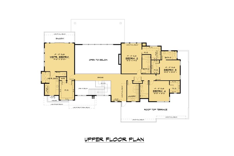 House Blueprint - Floor Plan - Upper Floor for Contemporary House Plan #1066-196 - 4 bed, 5.5 bath