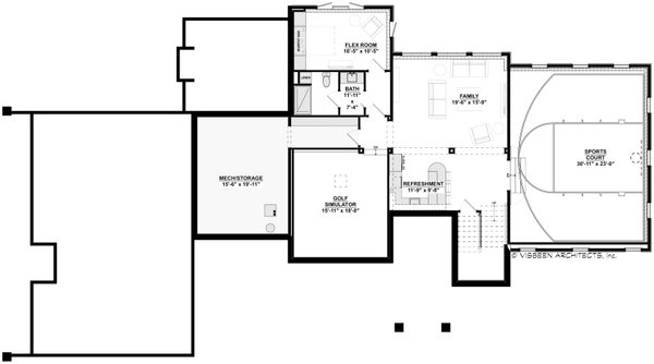 House Blueprint - Modern Floor Plan - Lower Floor Plan #928-395
