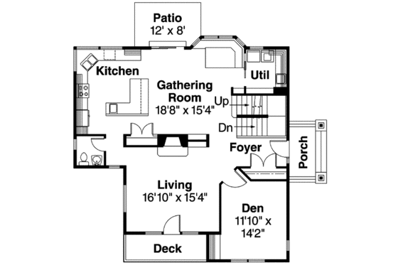 Floor Plan - Main Floor for Craftsman House Plan #124-549 - 4 bed, 2.5 bath