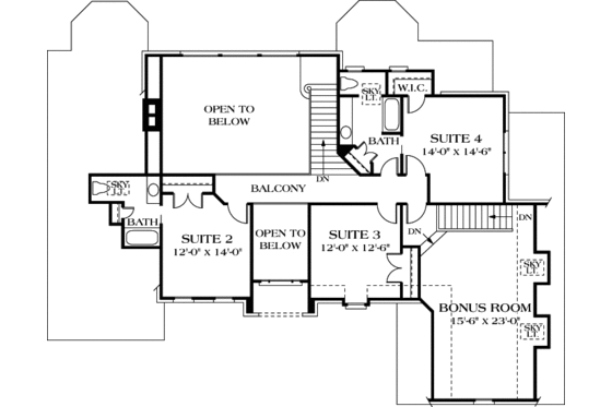 Floor Plan - Upper Floor for Traditional House Plan #453-38 - 4 bed, 3.5 bath