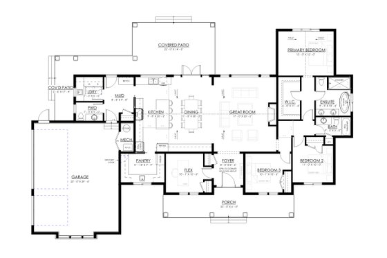 Floor Plan - Main Floor for Farmhouse House Plan #1114-118 - 3 bed, 2.5 bath