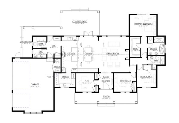 Dream House Plan - Floor Plan - Main Floor for Farmhouse House Plan #1114-118 - 3 bed, 2.5 bath