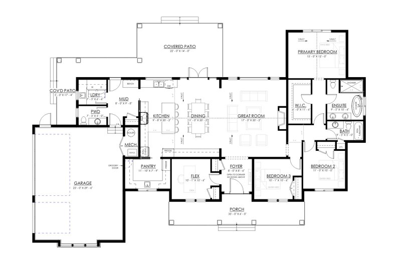 Dream House Plan - Floor Plan - Main Floor for Farmhouse House Plan #1114-118 - 3 bed, 2.5 bath