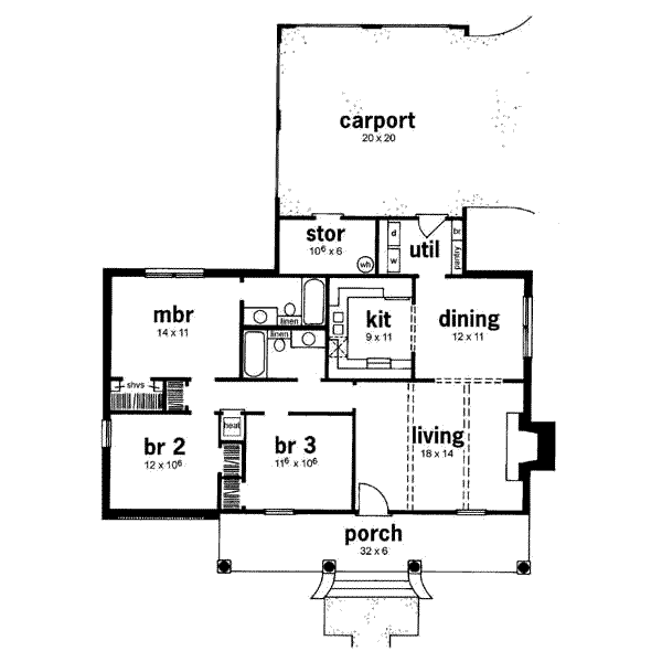 Architectural House Design - Southern Floor Plan - Main Floor Plan #36-104