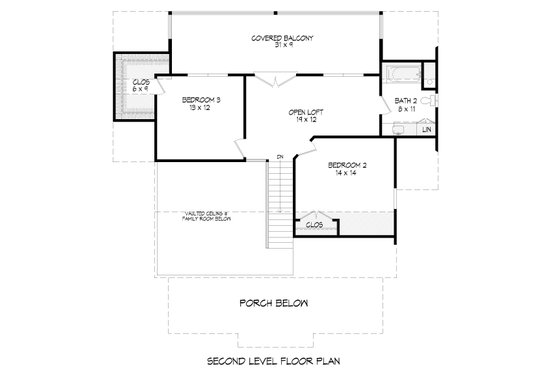 Floor Plan - Upper Floor for Traditional House Plan #932-333 - 3 bed, 2.5 bath
