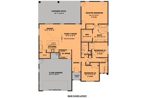 Floor Plan - Main Floor for Craftsman House Plan #1111-9 - 3 bed, 2 bath