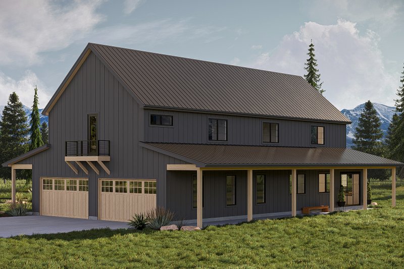 Dream House Plan - Exterior - Rear Elevation for Barndominium House Plan #455-486 - 3 bed, 2.5 bath