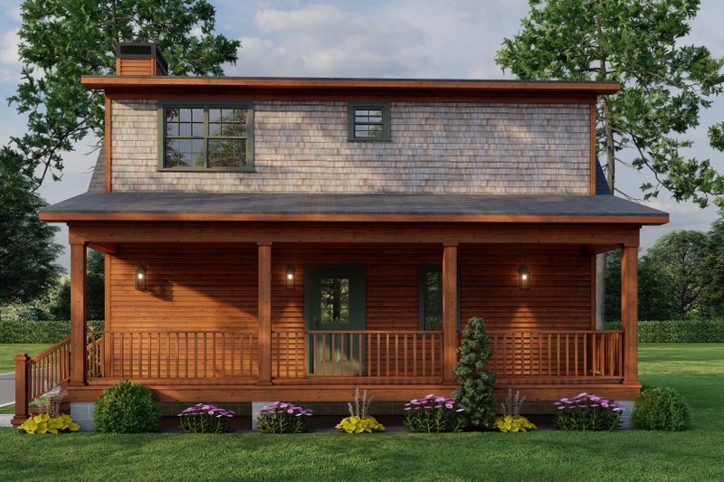 House Plan Design - Exterior - Rear Elevation for Cabin House Plan #923-360 - 2 bed, 2 bath
