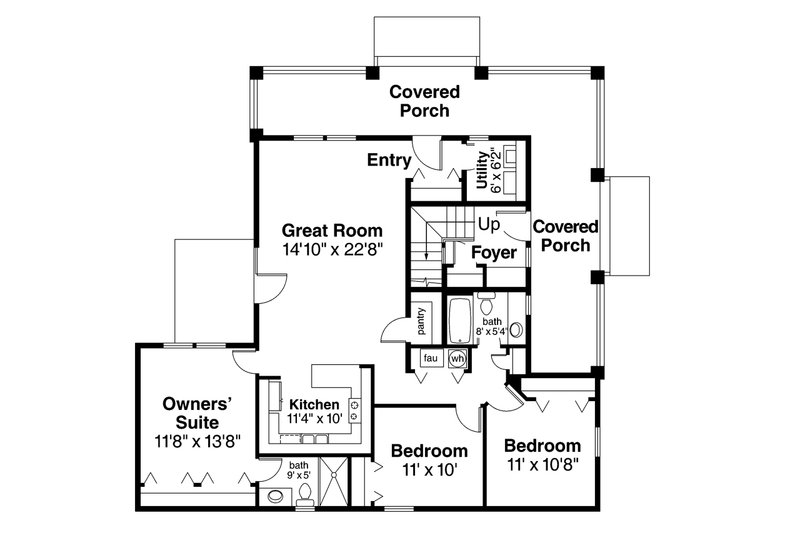 Home Plan - Floor Plan - Main Floor for Craftsman House Plan #124-803 - 5 bed, 3 bath