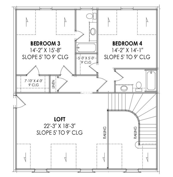 Tudor Floor Plan - Upper Floor Plan #1096-11