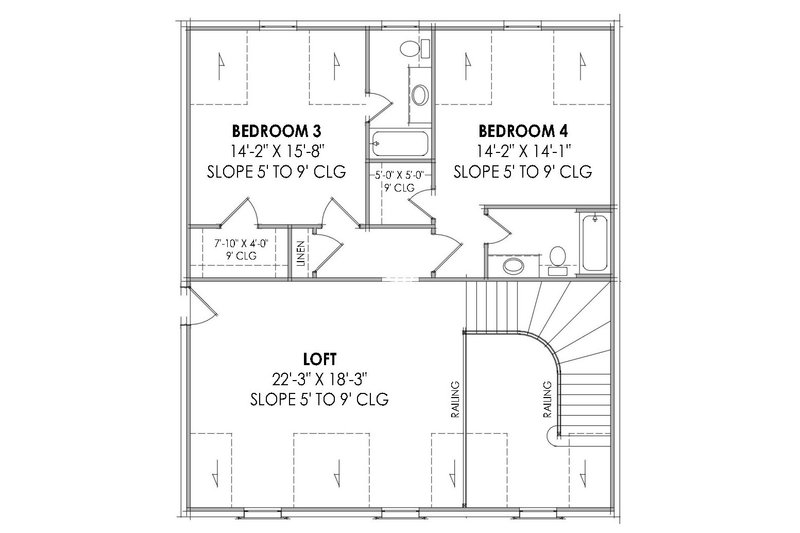 House Plan Design - Floor Plan - Upper Floor for European House Plan #1096-11 - 4 bed, 4.5 bath