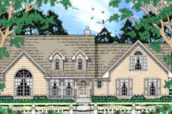 Exterior - Front Elevation for Country House Plan #42-307 - 4 bed, 2 bath