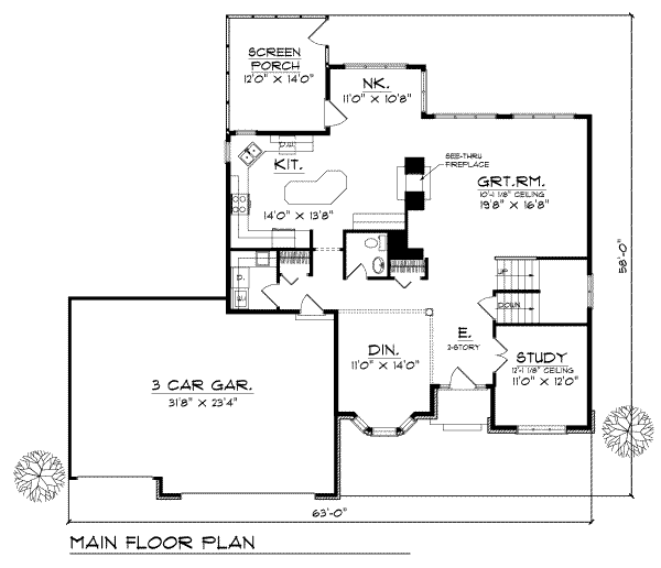 Dream House Plan - Traditional Floor Plan - Main Floor Plan #70-449