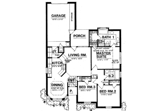 Floor Plan - Main Floor for Traditional House Plan #40-281 - 3 bed, 2 bath
