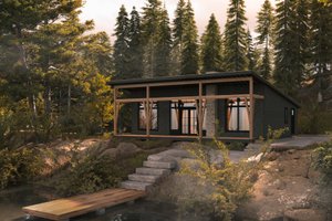Cabin Exterior - Front Elevation Plan #1114-6