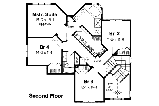 Floor Plan - Upper Floor for Traditional House Plan #312-392 - 4 bed, 2.5 bath