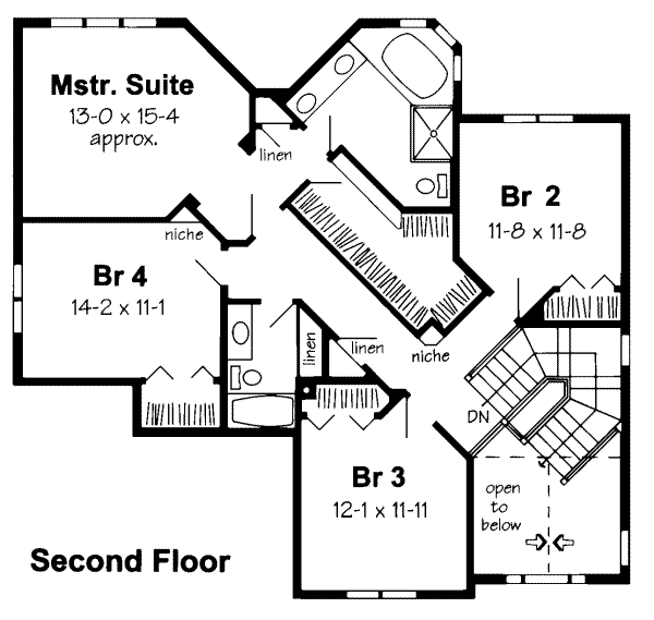 Traditional Floor Plan - Upper Floor Plan #312-392