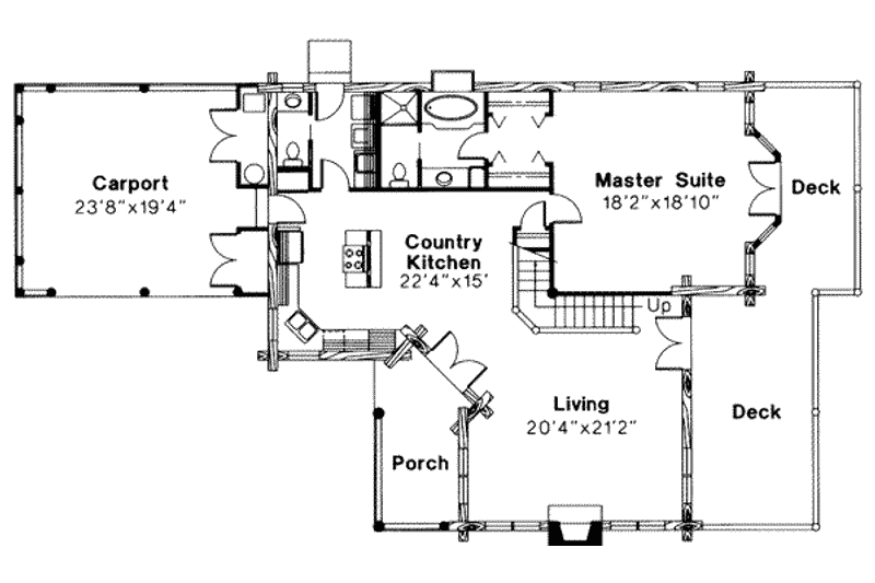 House Plan Design - Floor Plan - Main Floor for Log House Plan #124-314 - 2 bed, 2.5 bath