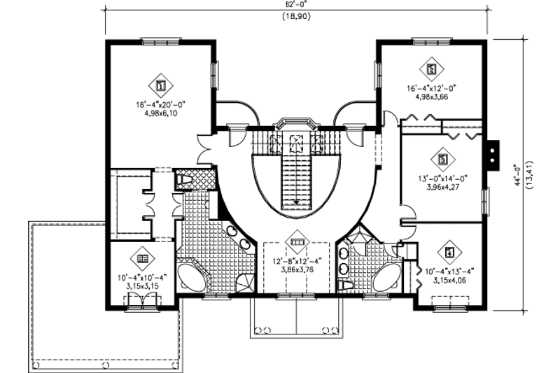 House Plan Design - Floor Plan - Upper Floor for European House Plan #25-276 - 4 bed, 4 bath