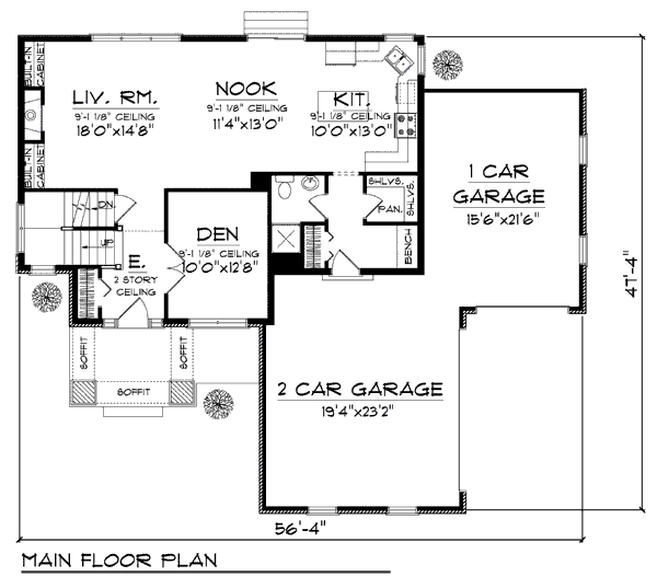 Home Plan - Craftsman Floor Plan - Main Floor Plan #70-933