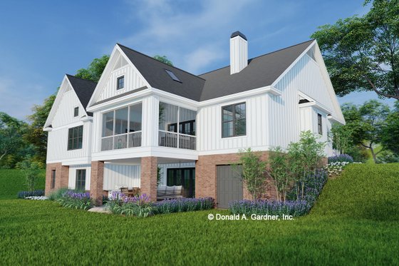 Exterior - Rear Elevation 1 for Farmhouse House Plan #929-1184 - 5 bed, 3.5 bath