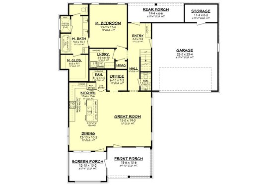 Floor Plan - Main Floor for Farmhouse House Plan #430-275 - 3 bed, 2.5 bath