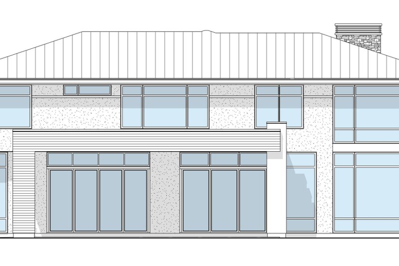 House Blueprint - Exterior - Rear Elevation 1 for Modern House Plan #1114-100 - 4 bed, 4.5 bath