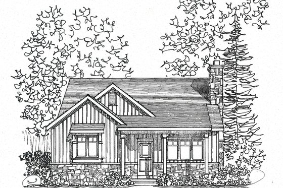 Exterior - Front Elevation 4 for Cottage House Plan #22-571 - 2 bed, 2 bath