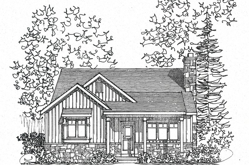 House Blueprint - Exterior - Front Elevation 4 for Cottage House Plan #22-571 - 2 bed, 2 bath