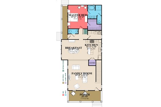 Floor Plan - Main Floor for Farmhouse House Plan #63-378 - 4 bed, 3.5 bath