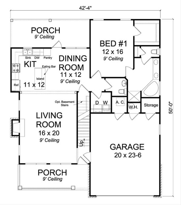 House Blueprint - Cottage Floor Plan - Main Floor Plan #513-2063