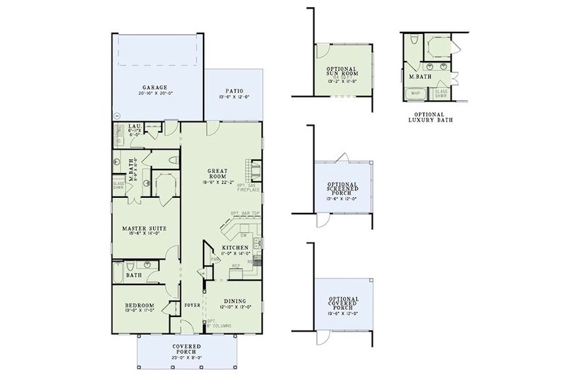 Home Plan - Floor Plan - Main Floor for Traditional House Plan #17-2422 - 2 bed, 2 bath