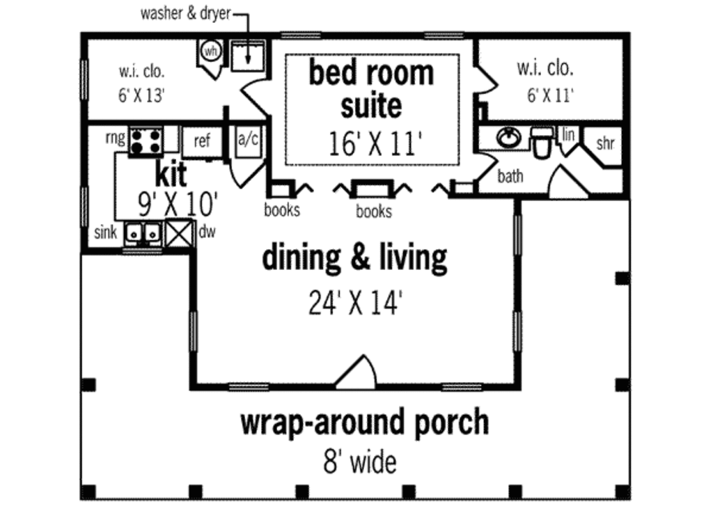Southern Style House  Plan  1  Beds 1  Baths 848 Sq Ft Plan  