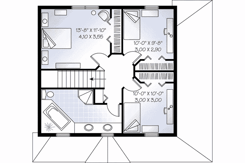 Architectural House Design - Floor Plan - Upper Floor for Traditional House Plan #23-503 - 3 bed, 2 bath