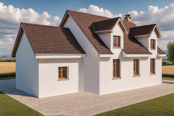 Exterior - Rear Elevation for European House Plan #542-6 - 2 bed, 1 bath