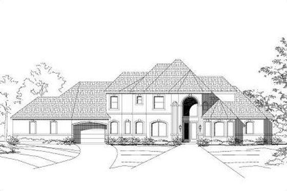 Exterior - Front Elevation for European House Plan #411-666 - 4 bed, 3.5 bath