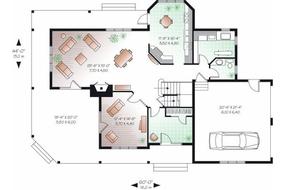 Floor Plan - Main Floor for Traditional House Plan #23-871 - 3 bed, 2.5 bath