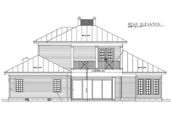 Exterior - Rear Elevation for European House Plan #115-133 - 3 bed, 2.5 bath
