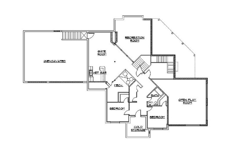 Architectural House Design - Floor Plan - Lower Floor for Traditional House Plan #5-470 - 7 bed, 6 bath