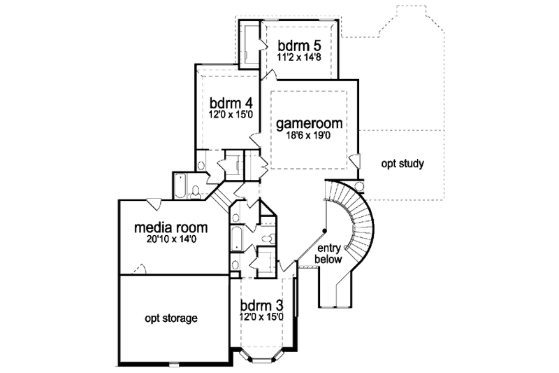 Dream House Plan - Floor Plan - Upper Floor for European House Plan #84-431 - 5 bed, 4 bath