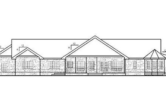 Exterior - Rear Elevation for Country House Plan #60-653 - 3 bed, 2 bath