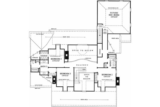 Floor Plan - Upper Floor for Southern House Plan #137-234 - 4 bed, 3 bath